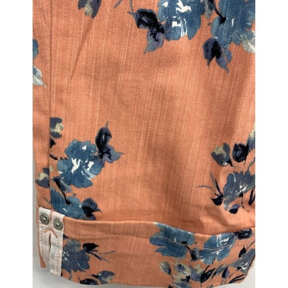 Gloria Vanderbilt Pants Size 6 Coral Floral Capri Cuffed Button Logo Women New - Picture 4 of 10